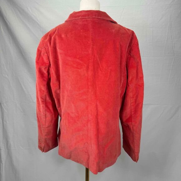 L.L. Bean Orange Corduroy Blazer Vintage 90s 3 Button Notched Lapel Pockets Lg - Picture 7 of 14